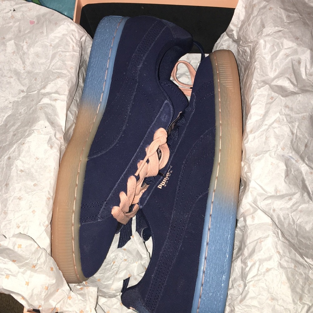 Puma X Pink Dolphin 🐬Blue-Coral Pink Sneakers